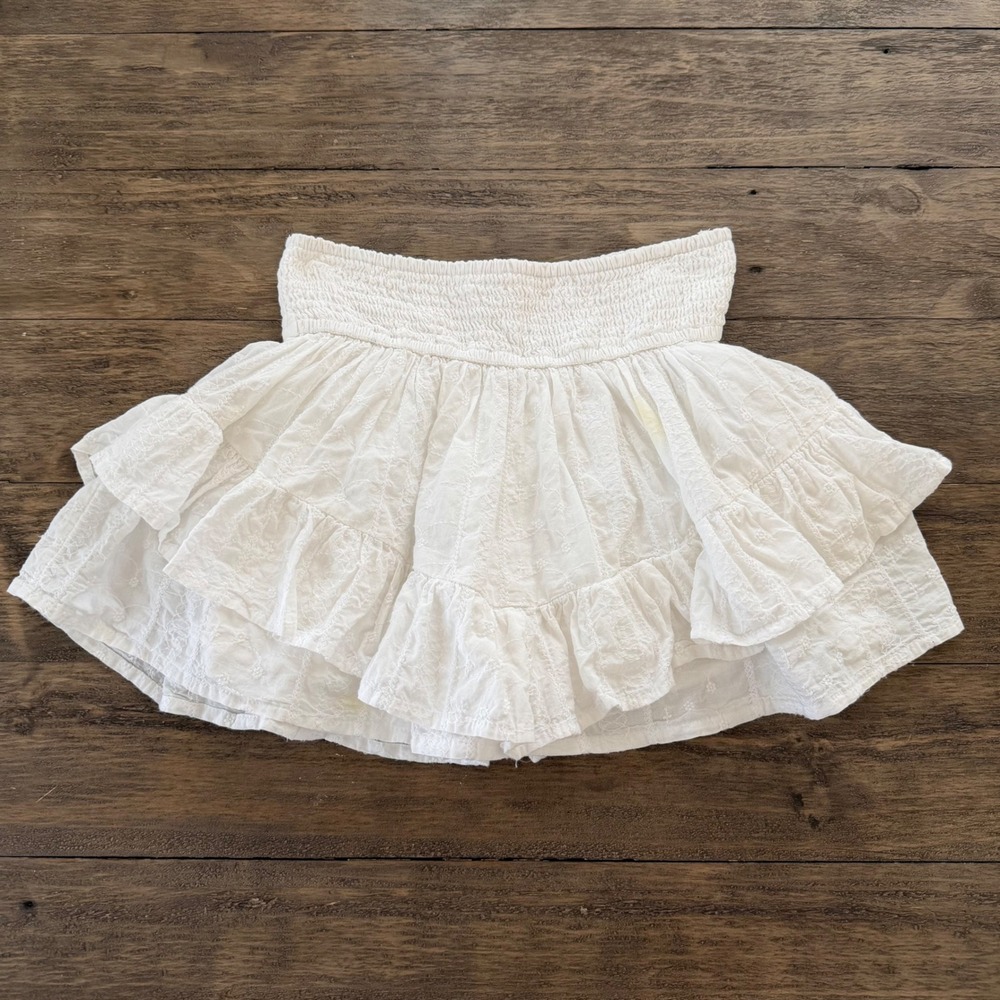 Play Condition Abercrombie Kids White Smocked Tiered Ruffle Skort 11/12 Cotton